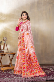 Suhani Peach Cotton Jamdani Saree